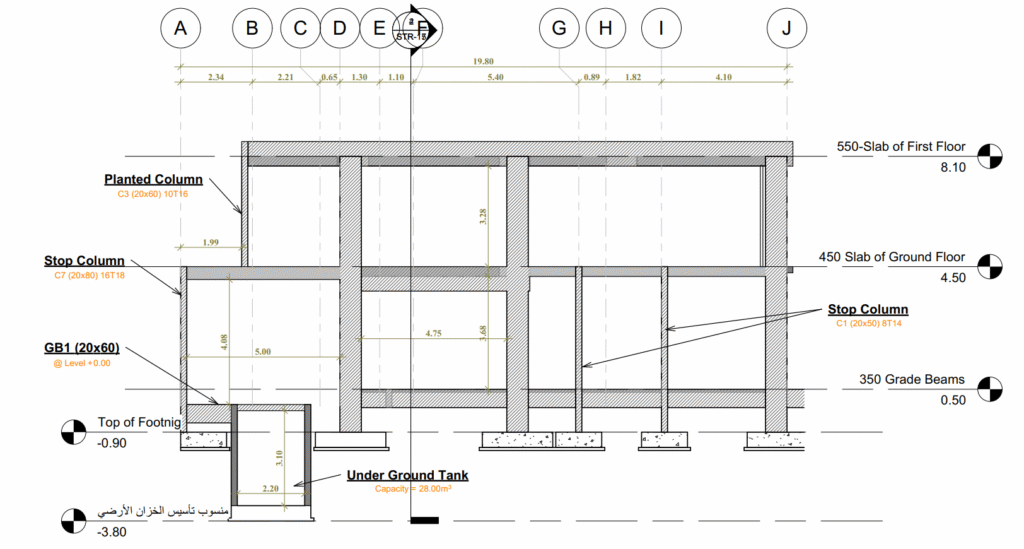 خدمة التصميم الإنشائي لفيلا سكنية – Bracing Engineering Consultant | بريسينج للاستشارات الهندسية